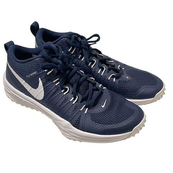 Nike Flywire Men’s Size 8.5 Lunarlon Dark Blue & White Sneakers - Picture 2 of 6